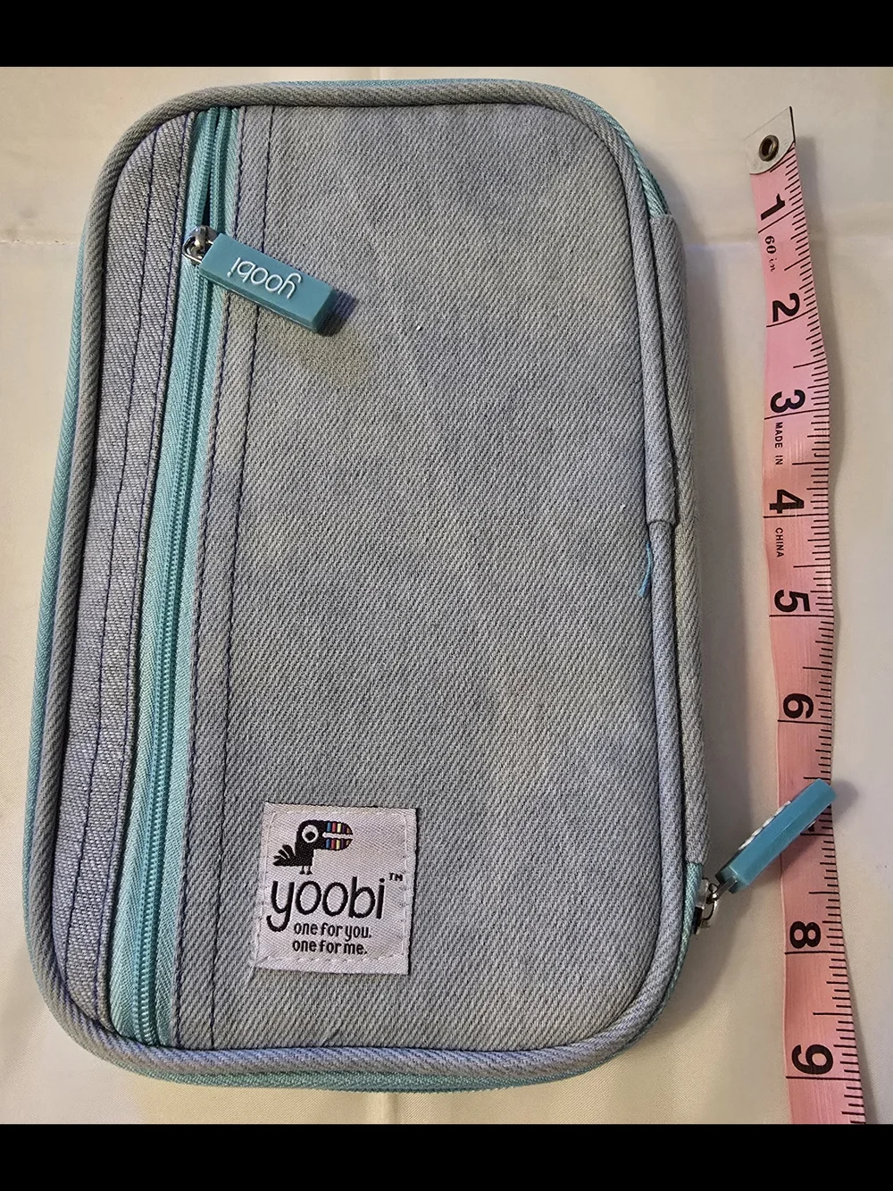 Yoobi Unicorn Soft Pencil Case Gray Aqua Polyester Zipper Organizer Rainbow